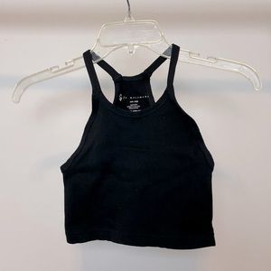 Free People FP Movement Happiness Runs Crop Tank, Ribbed, Black, Size XS/S